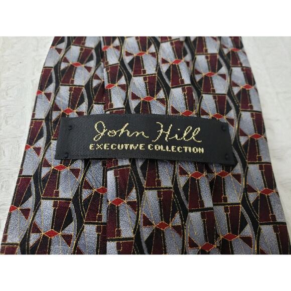 (F5) John Hill Executive Collection Men’s Neck Tie 100% Silk Made In Italy - Picture 4 of 6